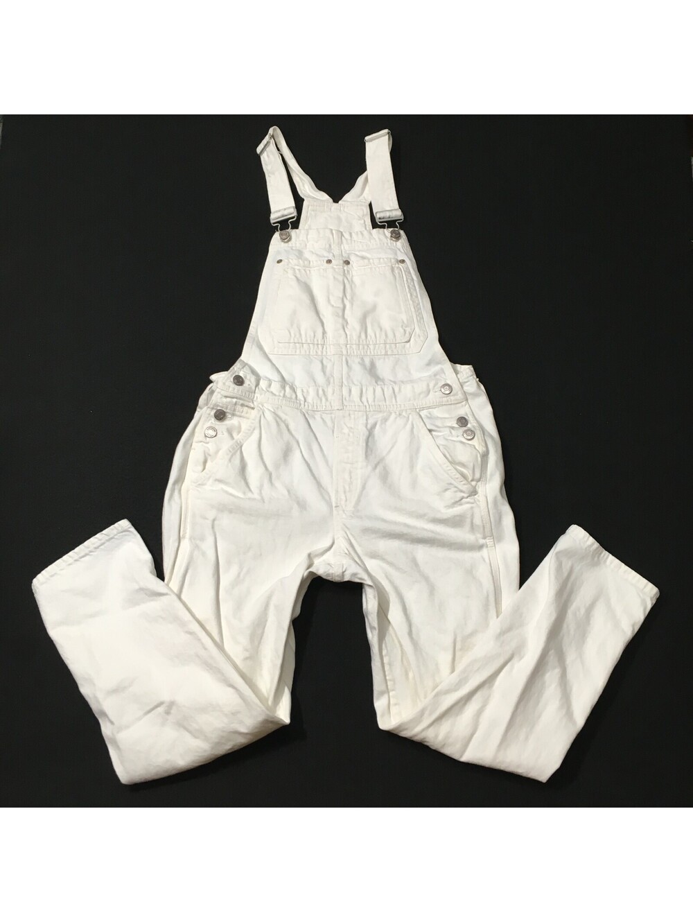 Gap Bib Overalls Womens Small White Cropped Slouch Stretch Work Utility